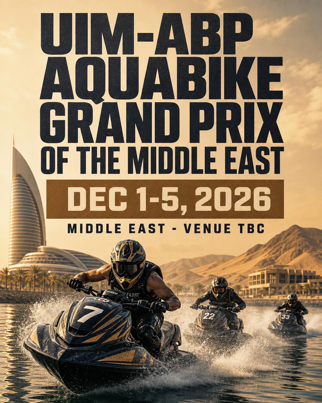 UIM-ABP Aquabike Grand Prix of the Middle East 2026 event poster